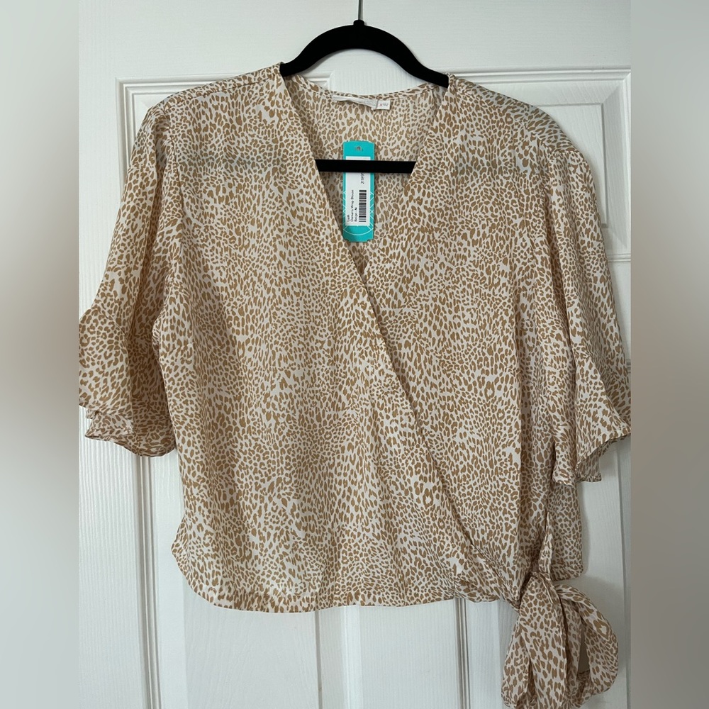Lush Cheetah Wrap Blouse!